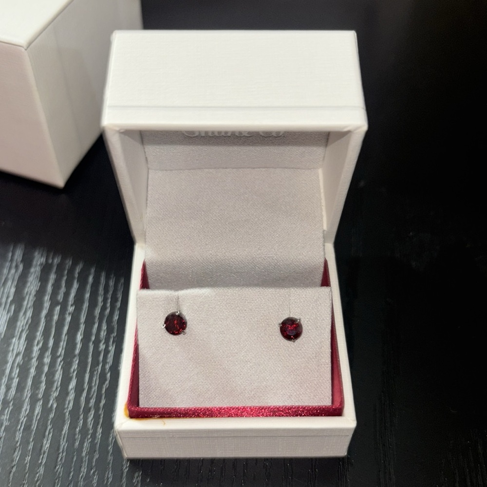 Garnet Studs Shane Co. - Picture 4 of 5
